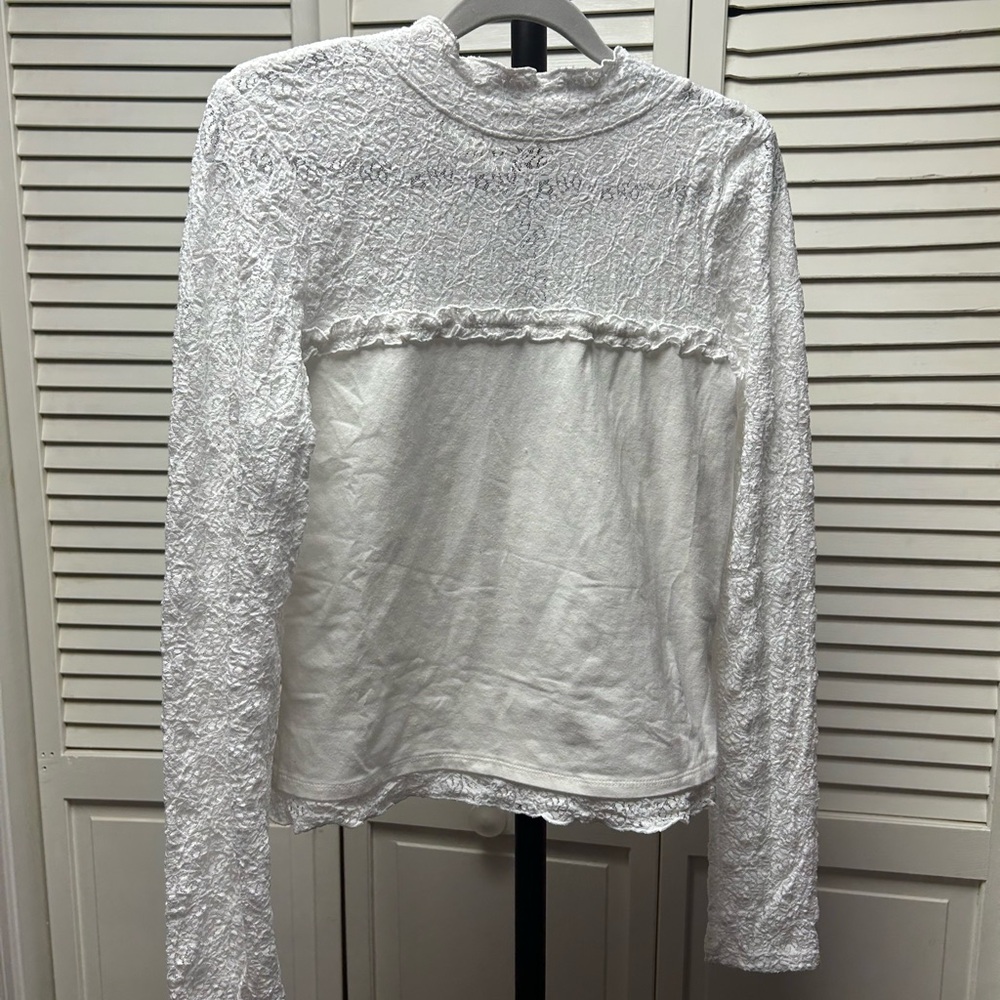 Free People White Lace Long Sleeve Top - Picture 3 of 7
